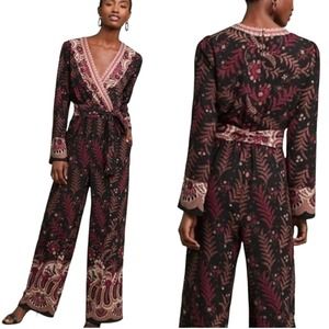 One September x Anthro Breezeway Embroidered Belted Jumpsuit Size Small